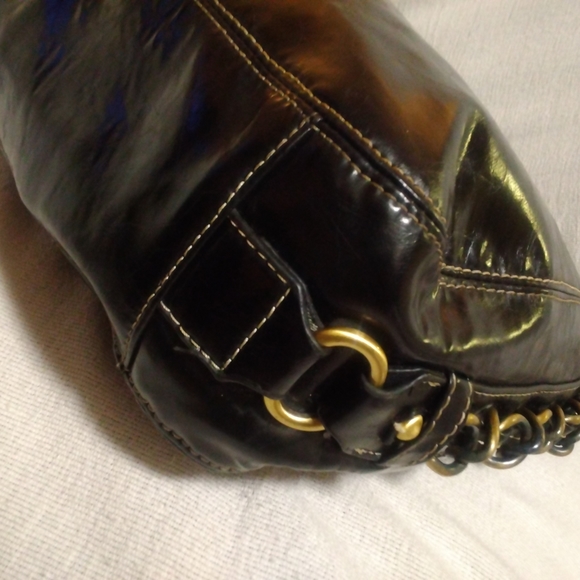 REHAB COACH LARGE SHOULDER BAG HOBO BLACK AND BRASS HARDWARE - Picture 5 of 16